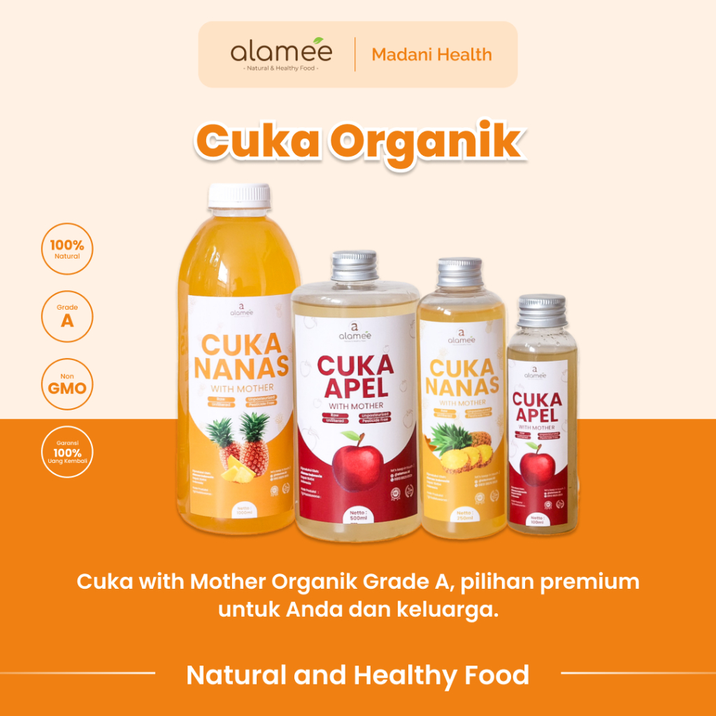 

ALAMEE Cuka Apel Nanas Original Vinega With Mother Premium Organik Pine Apple Cider Vinegar Vinega