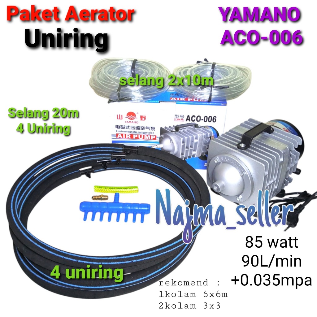 Paket Aerator  Kolam UNIRING Yamano ACO-006. Tenaga Besar. selang Uniring 90cm. Khusus ternak budida