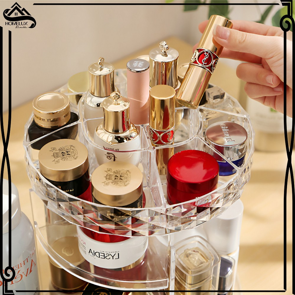 HOME-K11 Rak Kosmetik Aesthetic / Rak Skincare Putar Acrylic / Rak Kosmetik Transparan