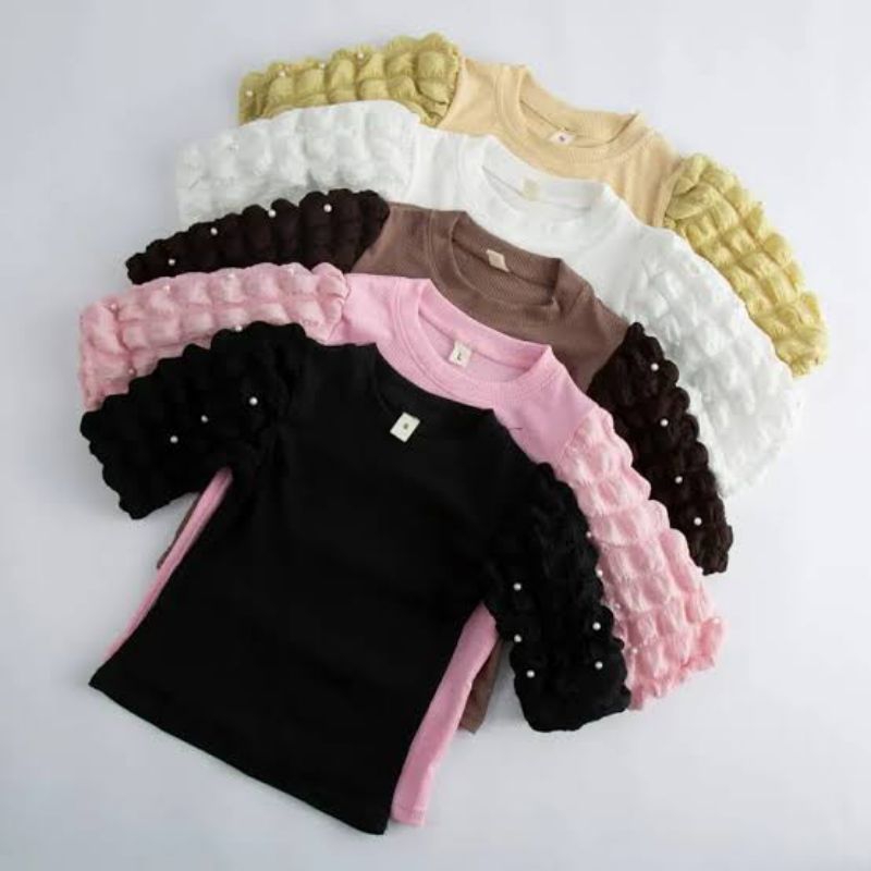 ATASAN BAJU ANAK PEREMPUAN LENGAN PENDEK BALON MUTIARA