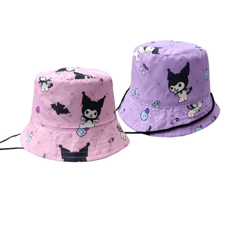 Topi Backet Anak Viral Motif KUROMI Topi Backet Hat Anak Print Kuromi Murah