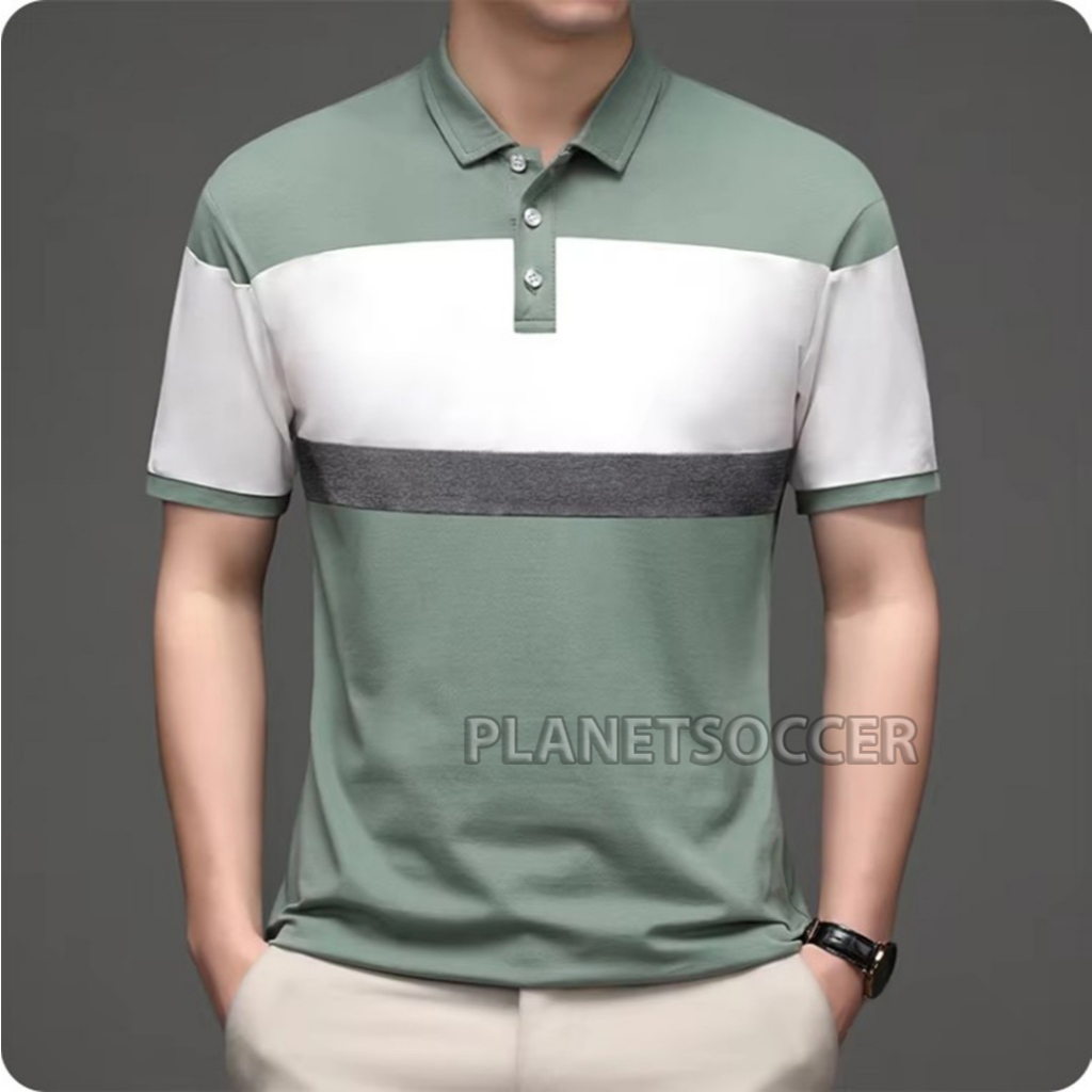 Kaos Pria Terbaru EVOLT Kombinasi Putih Polos Kaos Polo Pria Kerah Shanghai Distro Bandung Original