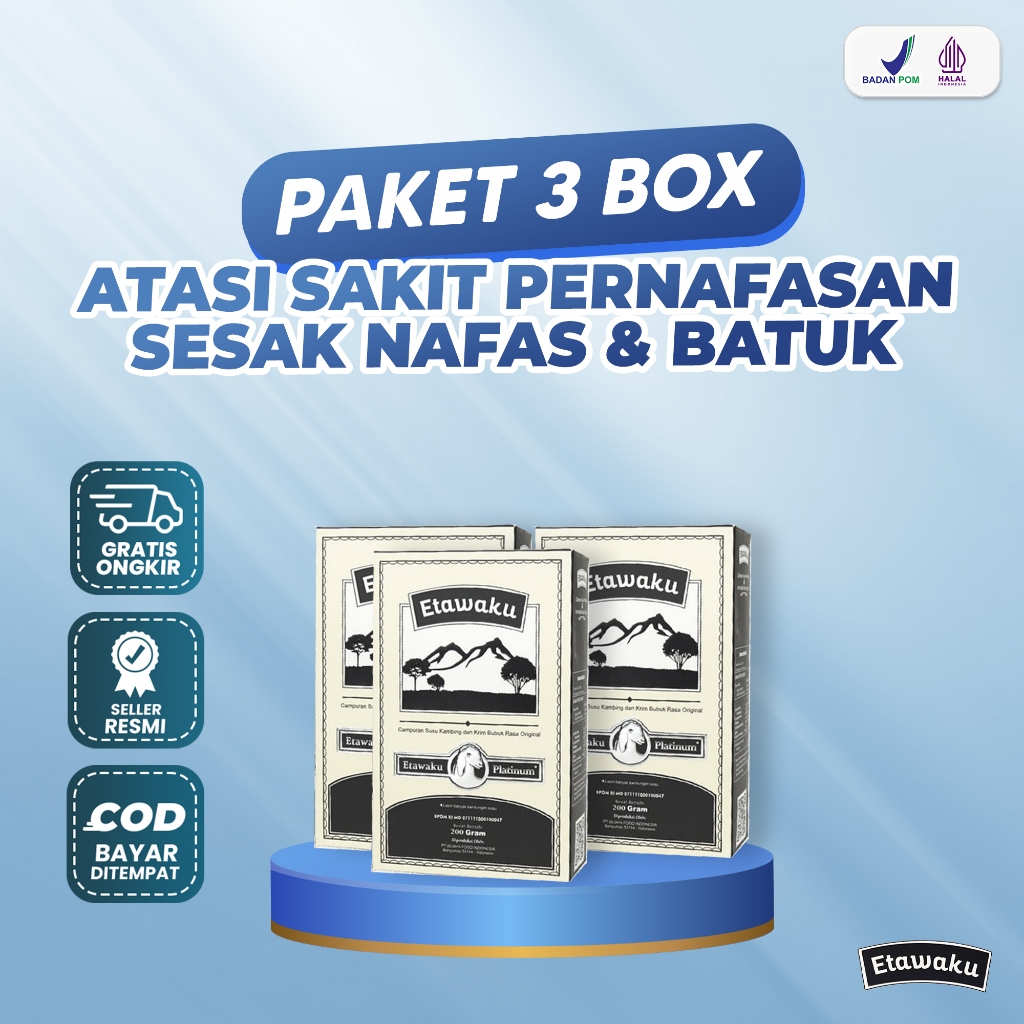 

Paket 3 Box Bebas Sesak Nafas Etawaku Platinum – Susu Kambing Etawa 100% Original Yang Ampuh Atasi Masalah Pernafasan Baik Untuk Penderita Diabetes Susu Kambing Untuk Ibu Menyusui Dan Anak – Anak