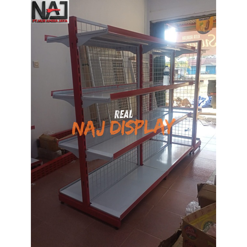 Rak Minimarket Double Star 5 Susun  T. 150 Rak double minimarket starting & jointing Rak Double Mini