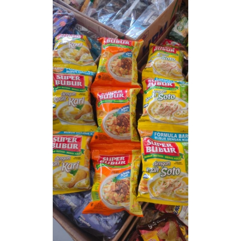 

Super bubur kuah kari abon sapi rasa ayam kuah soto bubur instant harga satuan