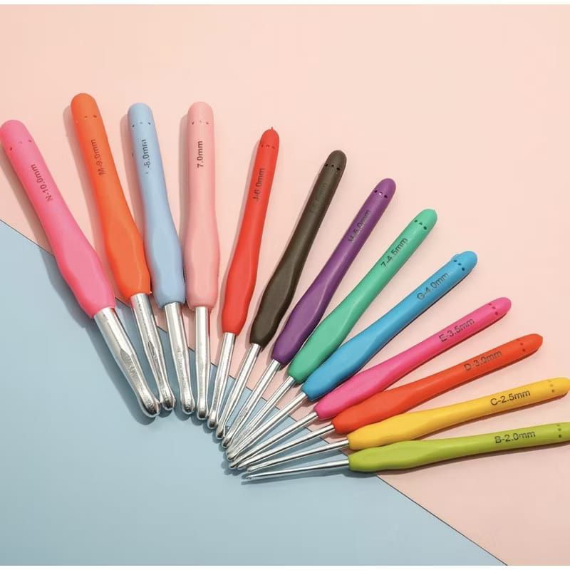 Hakpen Untuk Merajut Pegangan Karet 2mm, 2.5mm, 3mm, 3.5mm, 4mm, dan 5mm