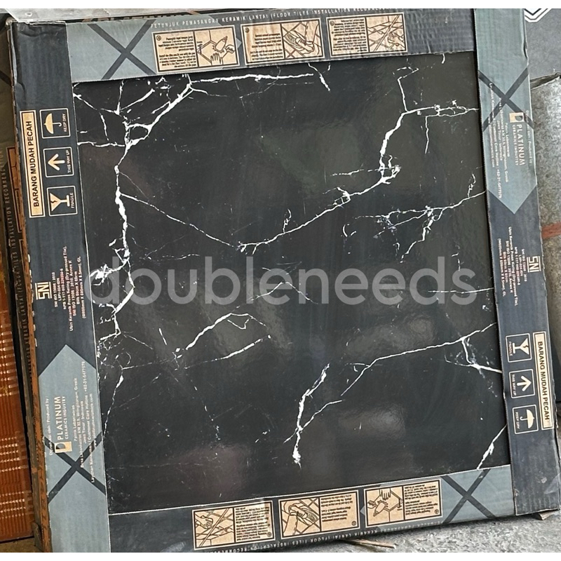 KERAMIK LANTAI STOCKHOLM BLACK REC 60x60 / KERAMIK LANTAI HITAM PLATINUM GLOSSY 60x60 KW 1 / KERAMIK