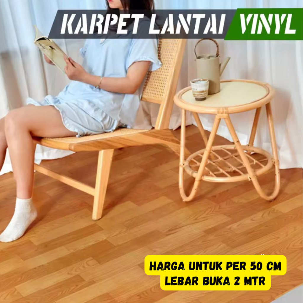 Karpet Lantai Vinyl Motif Kayu Tebal 0,7MM Lebar 2 Meter / Harga Jual Tertera Untuk Panjang Per 50CM