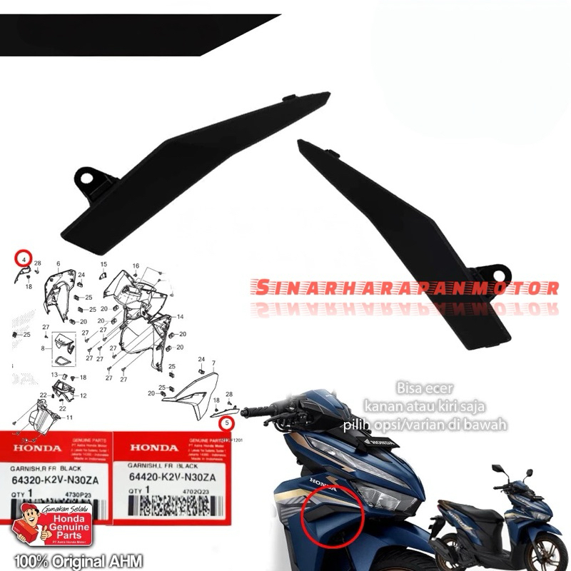 Garnish FR / Garnis Sayap Depan Samping / Cover Sayap / Cover Lumpur (SET) Kanan Kiri Vario 125 LED 