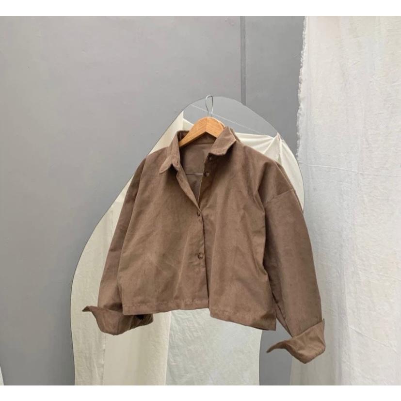 Crop Oversized Outer Jaket Corduroy Crop Shirt