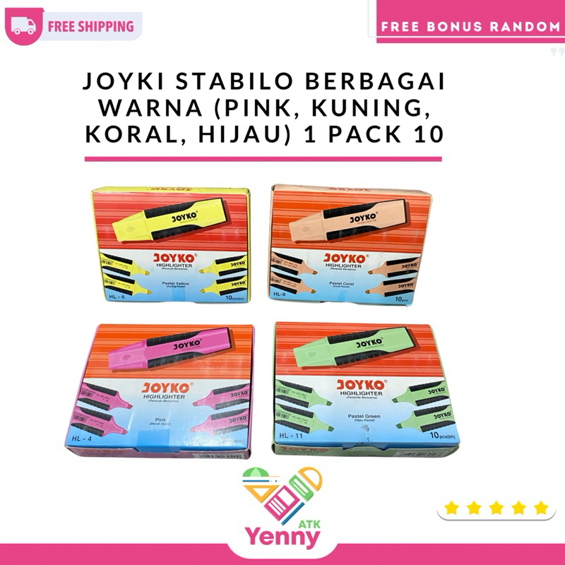 

Stabilo Joyko 4 Warna | Penanda Bewarna Joyko 1 Pack 10