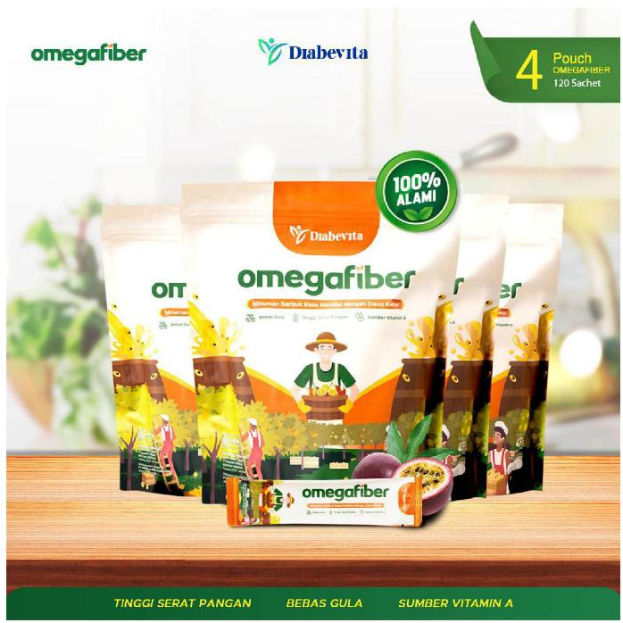 

Diabevita Omega Fiber Drink Rasa Markisa Suplemen Untuk Diabetes Minuman Tinggi Serat, Bebas Gula dengan formula sugar blocker/pemblokir glukosa (4 Pouch)
