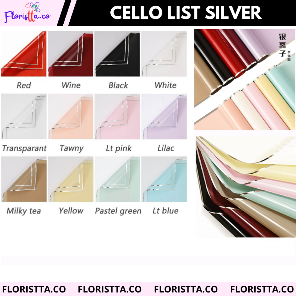 

(LENBARAN)Cellophane Frame Line LIST SILVER Kertas Buket Murah