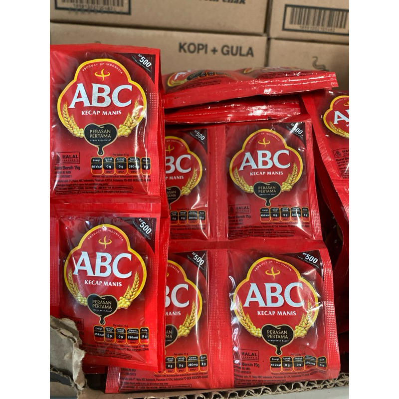 

Abc kecap manis 15gr 1 renceng isi 24 pcs