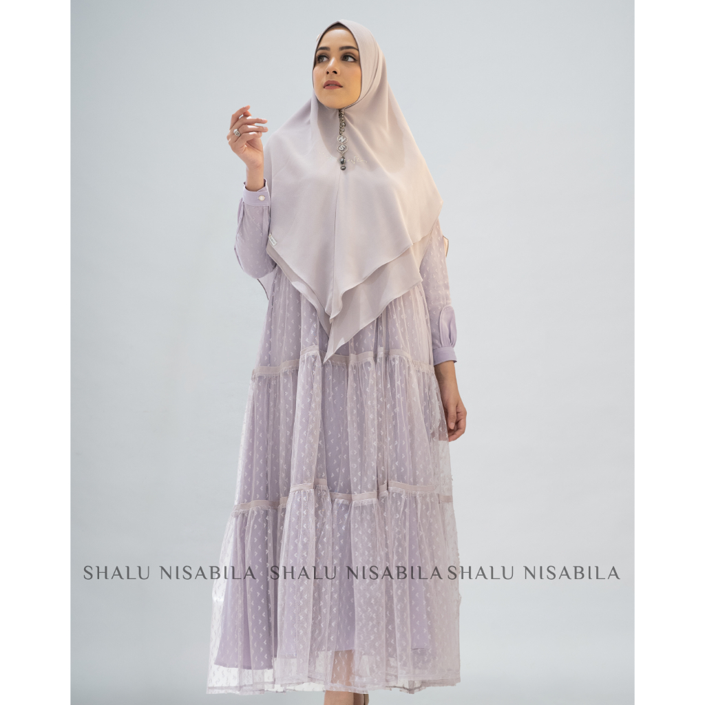 Shalu Nisabila - Daisy Syar'i Gamis Dress Mewah Baju Lebaran Gaun Pesta Bahan Tile Premium