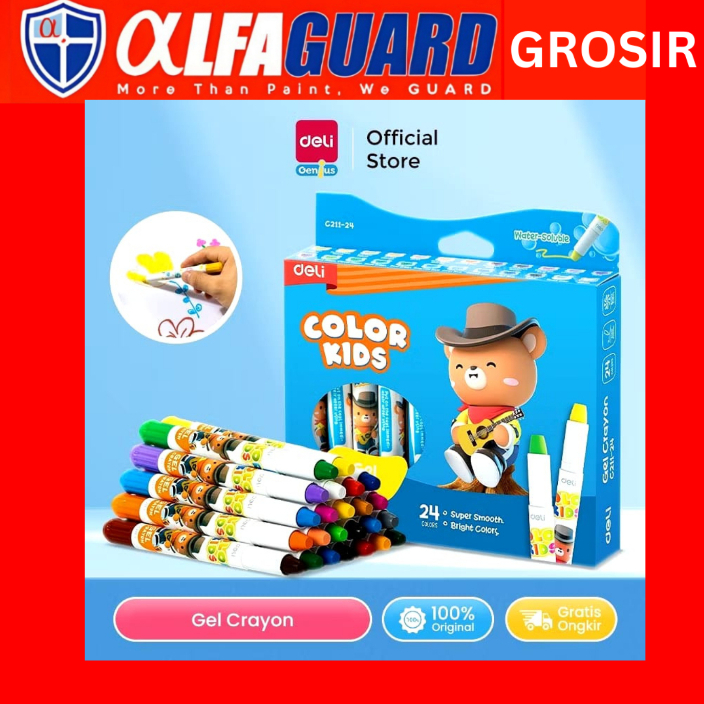 

Deli Gel Crayon / Krayon 24 Warna Tidak Mengotori Tangan Bersertifikat Aman EC211