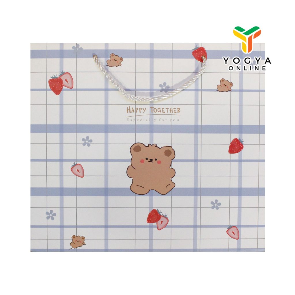 

Lkm Paper Bag Tali Lebar Motif Bear Happy Together