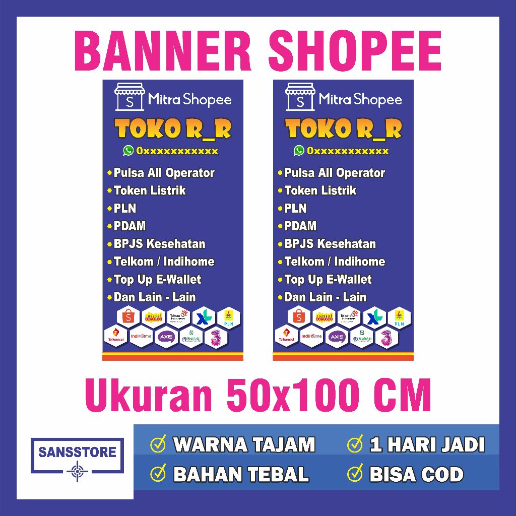 CETAK BANNER MITRA 50X100 CM I SPANDUK BENNER