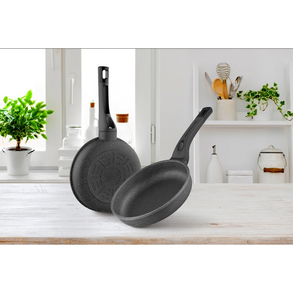 BESTPROMO Sunhouse SBD24 Marble Frypan Anti Lengket Hitam 24 Cm 1 Pcs