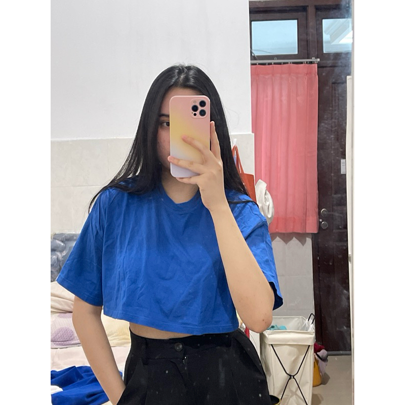 kaos crop top h&m | preloved