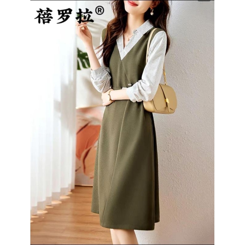 Midi Dress Premium Import Hijau Army Orianthi (FCOTI1344)