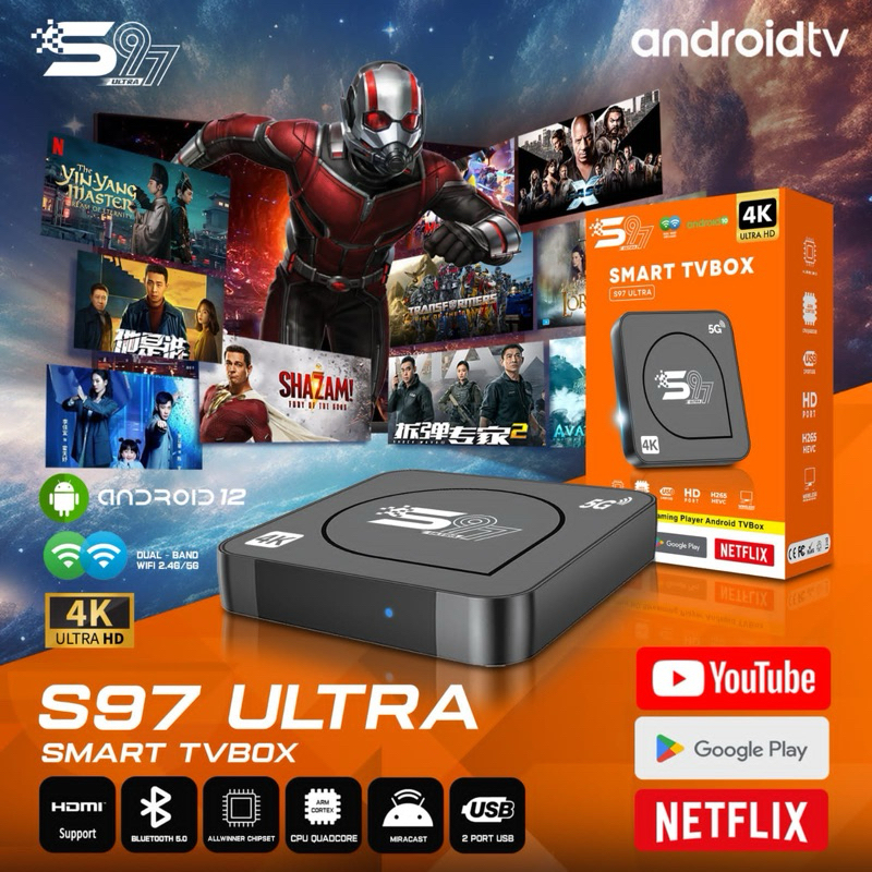 Android Smart Tvbox S97 Ultra Android 10 4K Ultra HD