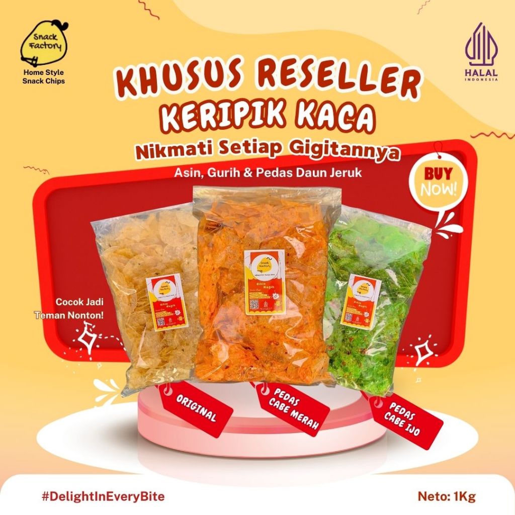 

Snack Factory Keripik Kaca 1Kg Pedas Daun Jeruk Kripca Khusus Reseller Nikmati Setiap Gigitannya