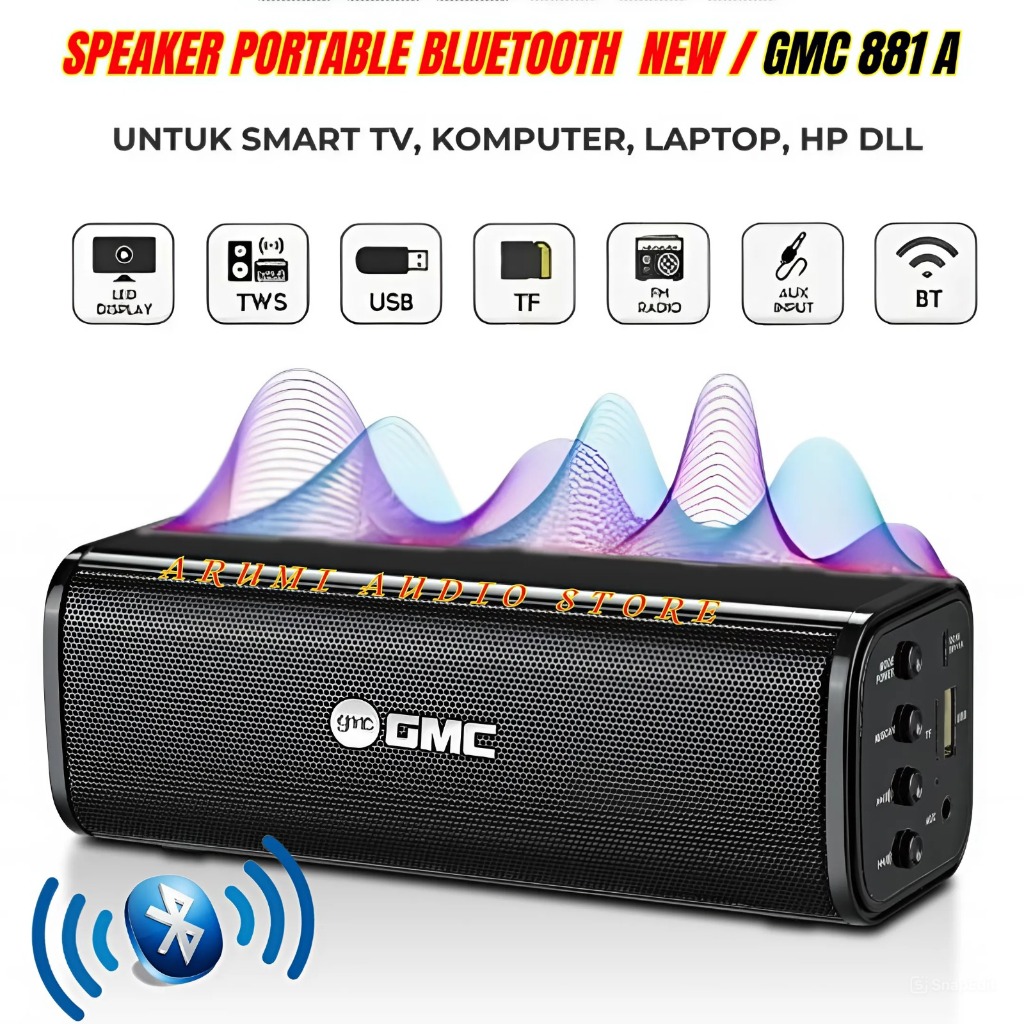Speaker Portabel Bluetooth Gmc 881a + Fm Radio + Usb Super Bass Mantap | Sepeker Terbaru Gmc .Sepeke