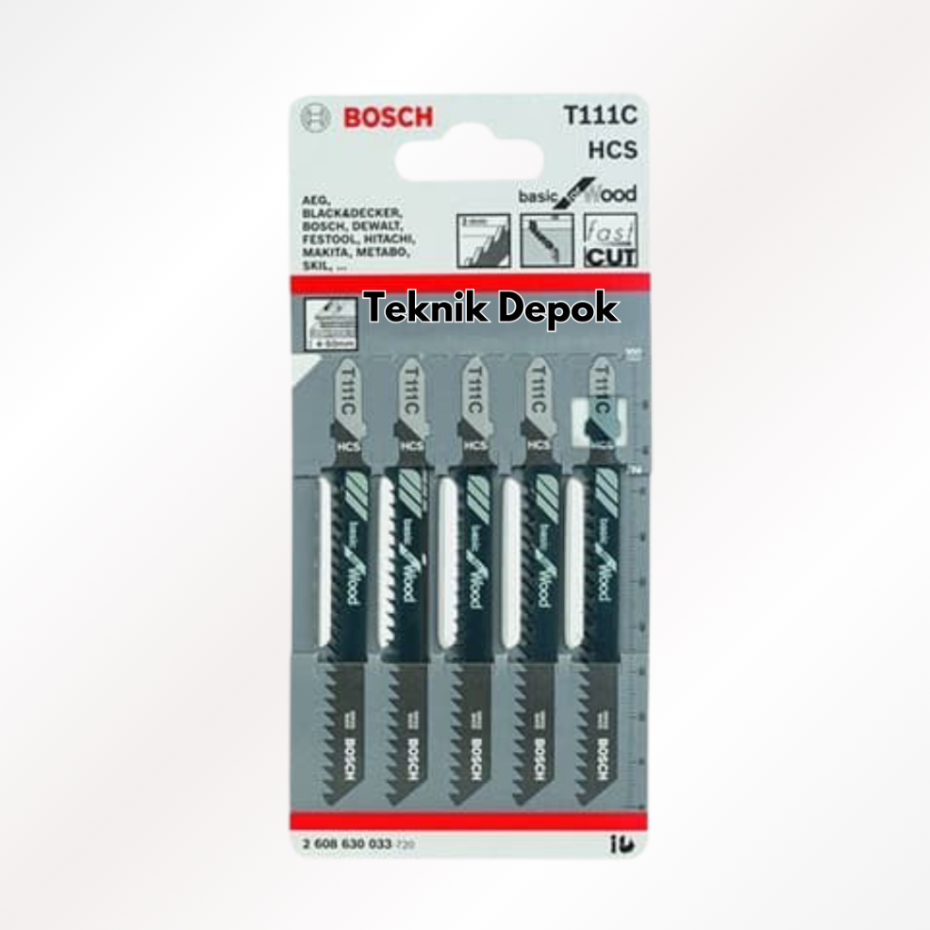 SET Mata Gergaji Jigsaw T111C HCS Bosch Jig Saw Blade Potong Kayu Wood Triplek Panjang 10 cm Isi 5 B