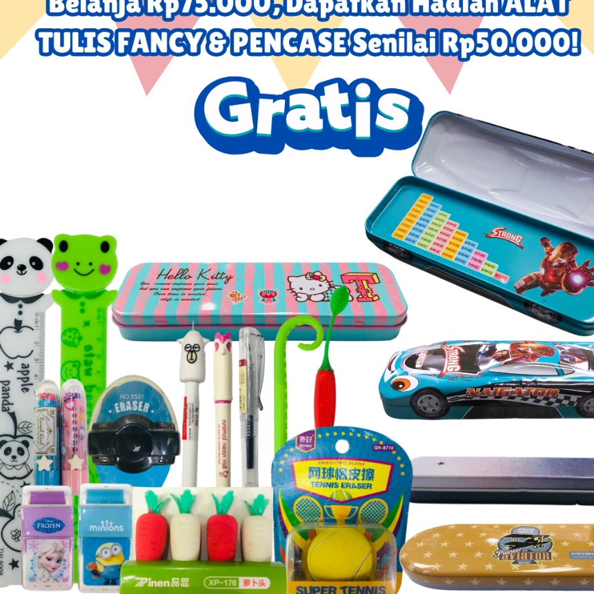 

Kilat BONUS Khusus Pembelian Mmal Belanja 75K Gratis Alat Tulis Fancy Pencase Random Tidak Untuk Dijual