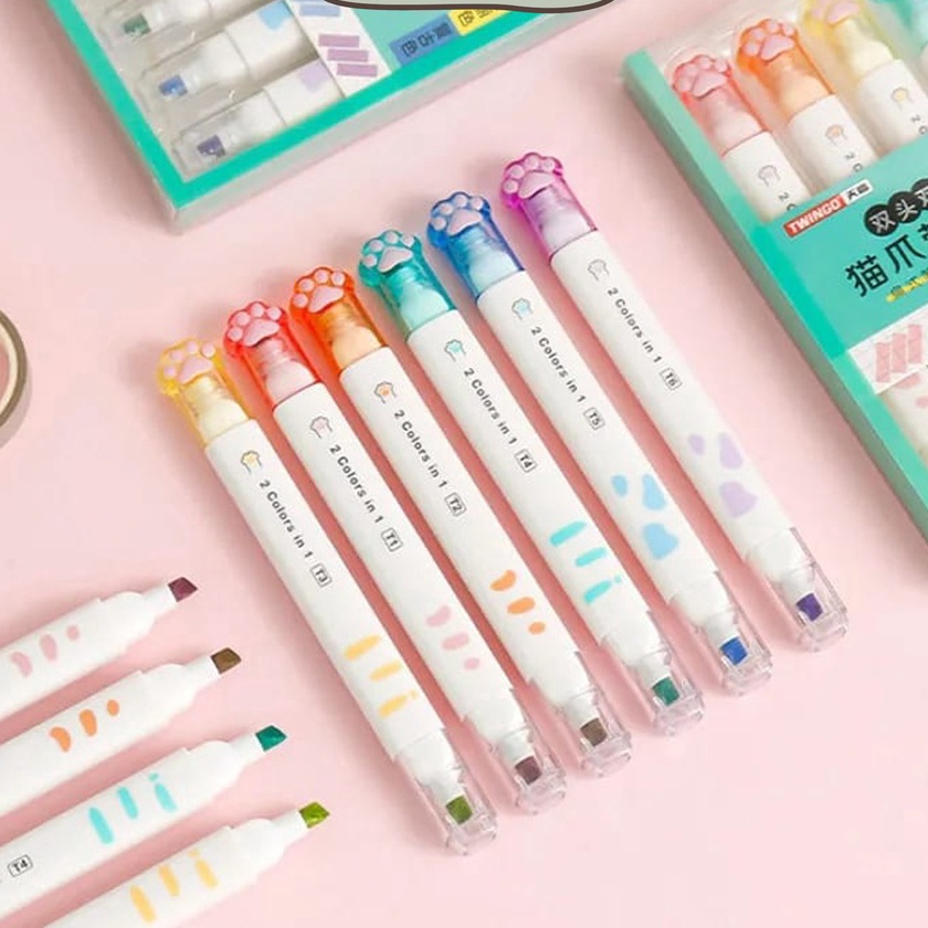

Flash Sale MILOLI 6Pcs HHLHTER CATS PAW 12 COLORS IN 1 MORANDI COLOUR PEN D51