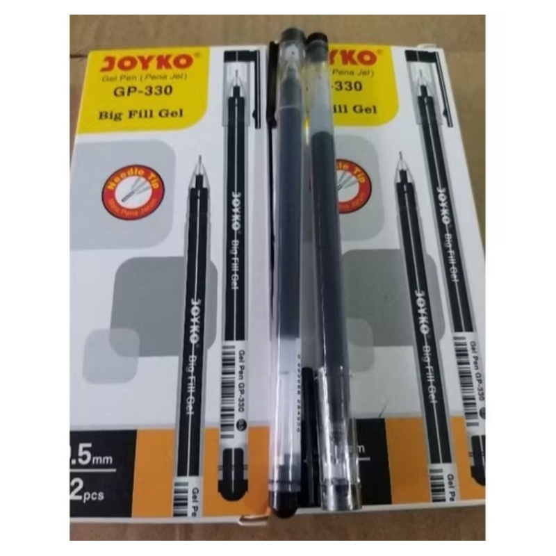 

(per lusin/12 pcs) Bolpoint Big fill Gel Joyko GP-330 Hitam