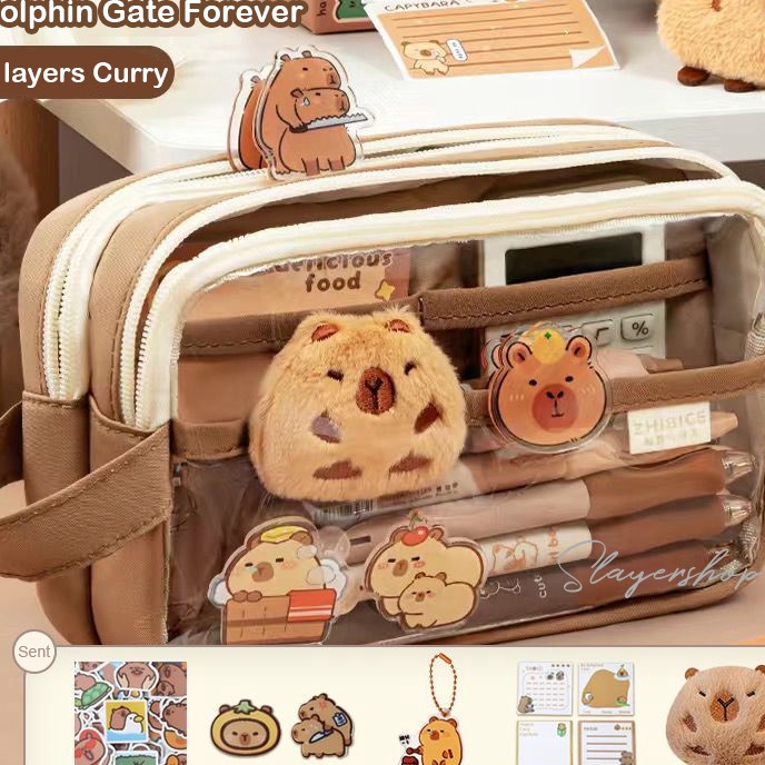 

Grosir Capybara Tempat alat tulis kotak pensil aesthetic Tas PenaTempat Pencil Tas Pensil kapasitas