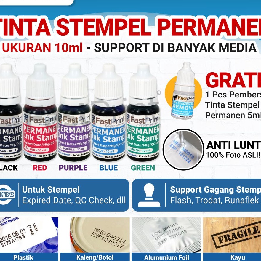 

HJ6 Tinta Stempel Permanen Tanggal Kadaluarsa Fast Print Ink Wateroof 1 ML