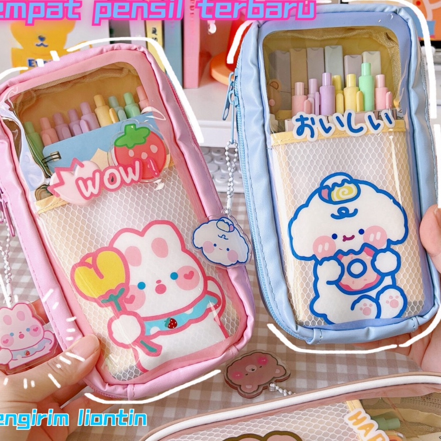 

KI3 Dilengkapi dengan liontinPencil Case Kotak Pensil Cute Tempat Pencil Fashion Korea Tempat Alat Tulis Kawaii Pencil Tempat Pensil Lucu Anak Cases Large Capacity Box for Girls Office Student Stationery Organizer