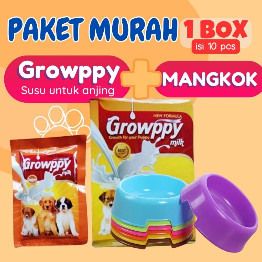 Growppy Susu Anjing Susu Anak Anjing Susu Anjing Menyusui Paket Murah SUSU + MANGKOK
