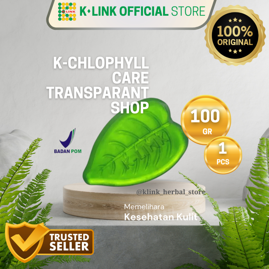 K-Link K-Care Chlorophyll Transparant Soap (100 gr) Sabun Klorofil Sabun K-Link Sabun Mandi Klorofil