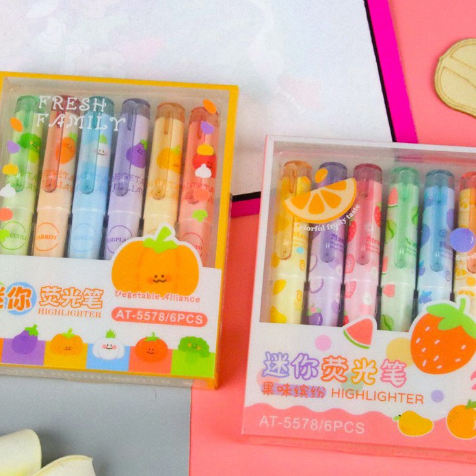 

KP8 Stabilo Set 6 Pcs Motif Veggie Fruit Warna Warni Hhlhter Rainbow Aesthetic S265