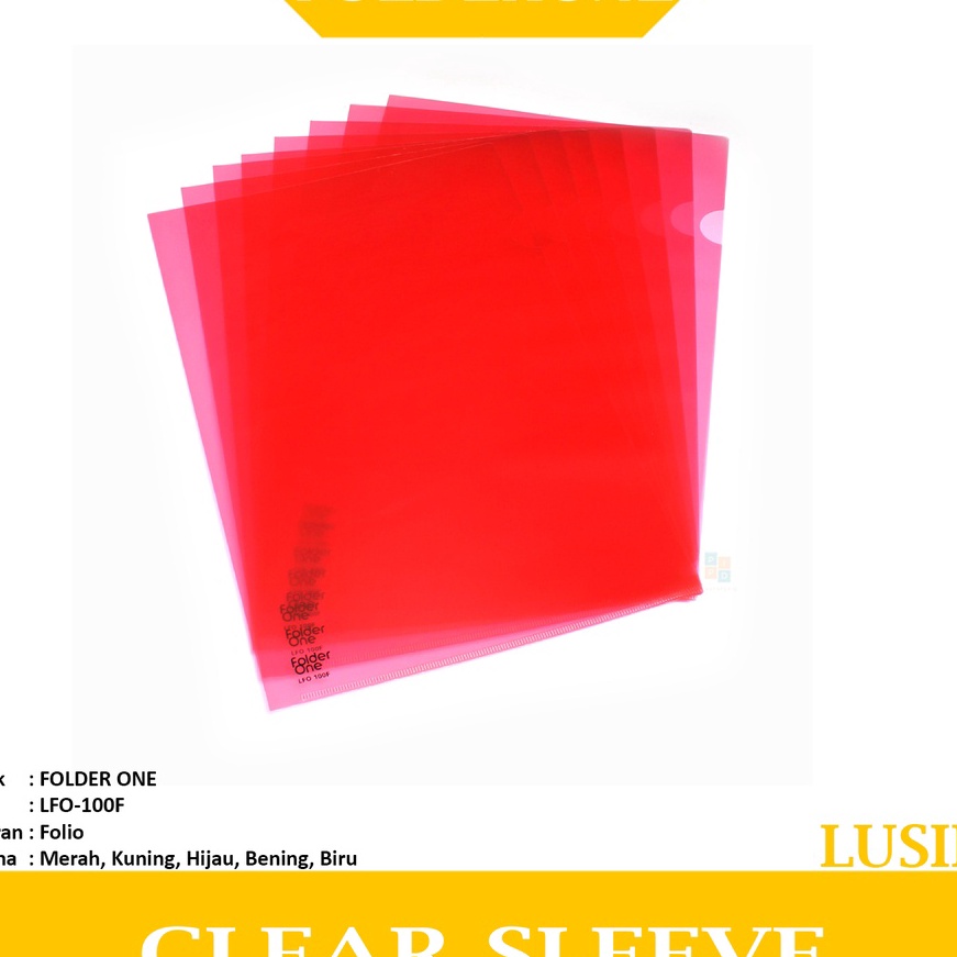 

murah FOLDER ONE Map L Map Bening Folio F4 Warna Lusin