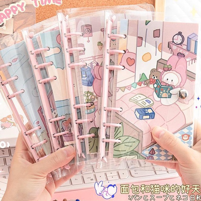 

FG2 Buku binder A6 Buku 1 lembar lucu Korean style spiral notebook PVC clear cover 6 ring Buku catatan isi ulang looseleaf Akaun tangan transparan Buku rekening tangan Daily planner DIY scrapbook Cute peach rabbit Jurnal wisatawan