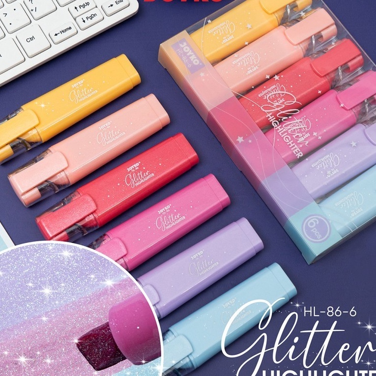 

KF7 Penanda Berwarna Hhlhter Joyko HL86 6 Warna Glitter 1 Set isi 6