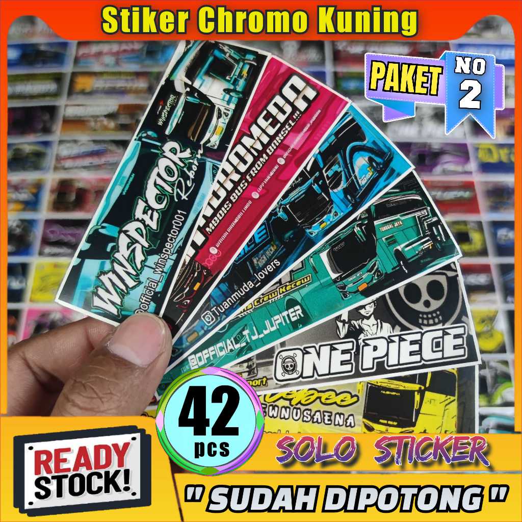 

SUDAH DIPOTONG Stiker Bus Panjang Isi 42pc Bahan Chromo Glossy Anti Air Sticker Viral Telolet Basuri