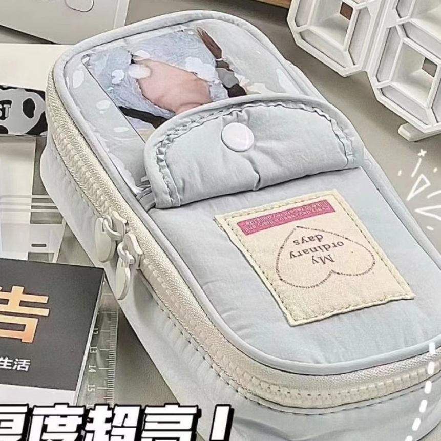 

FG2 Pencil case tempat pensil retro heart zipper large capacity stationery cosmetic pouch