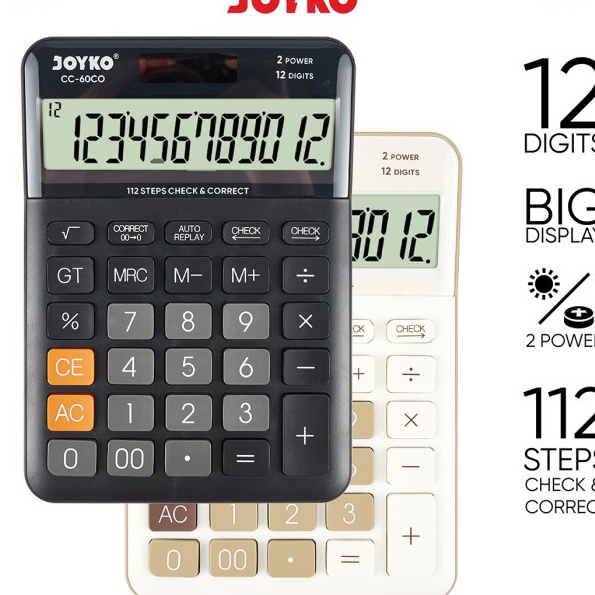 

Mega Calculator Kalkulator Joyko CC6CO 12 Dits Check Correct
