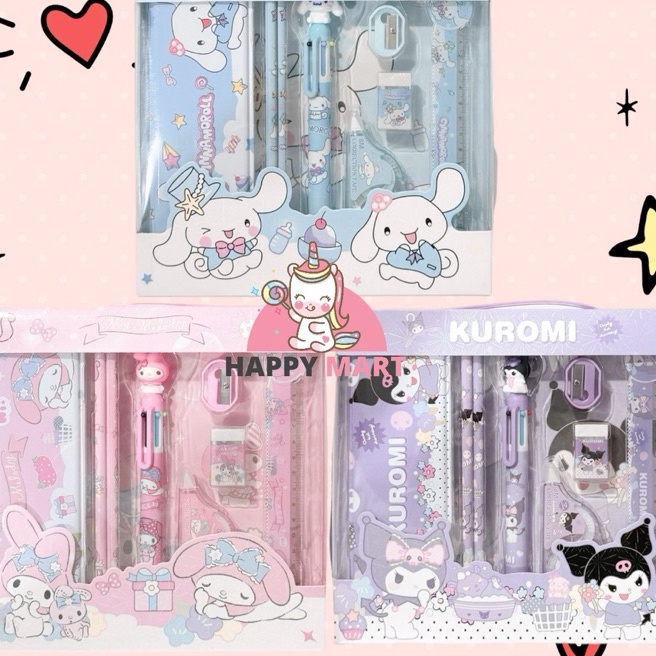 

Spesial stationary set KOTAK PENSIL set PEN MULTICOLLOR motif kuromi melody cinnamoroll