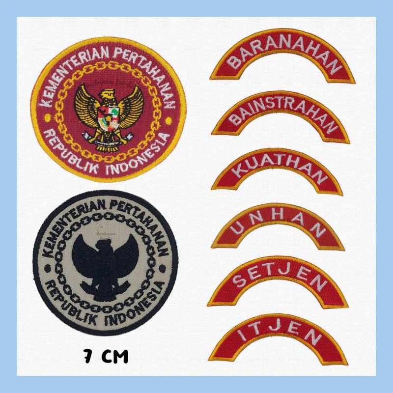 BORDIR LOGO KEMENTERIAN PERTAHANAN / lokasi ITJEN/UNHAN/SETJEN/KUATHAN/BARANAHAN