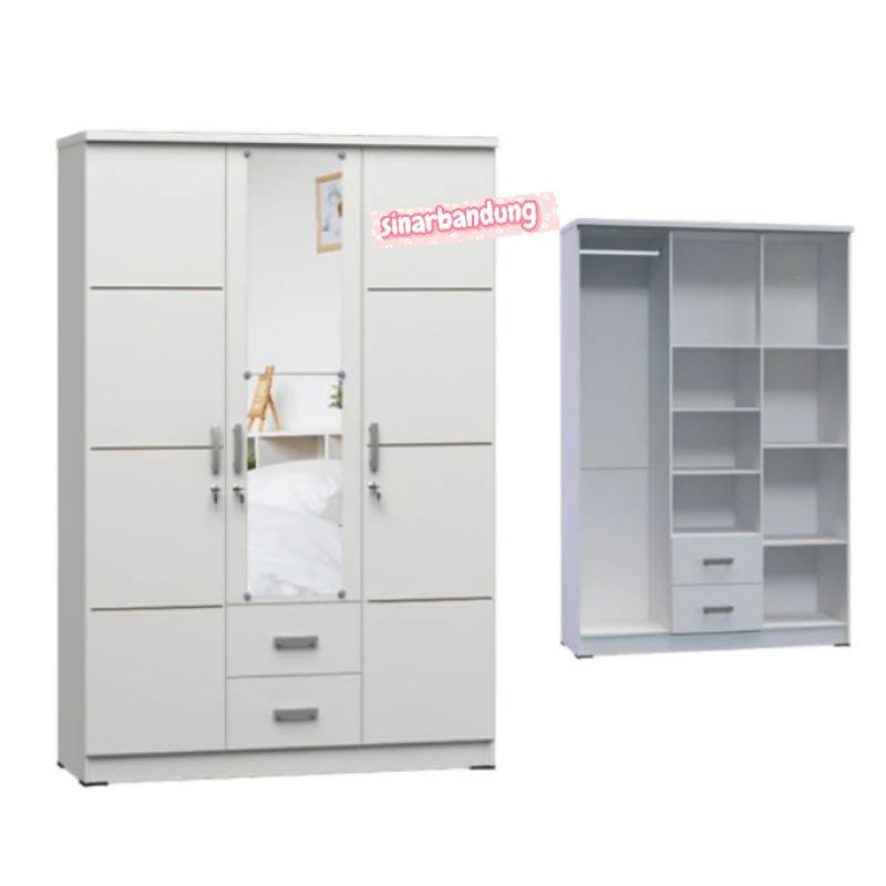 Lemari Pakaian Putih 3 Pintu / Lemari Putih Minimalis Pasti Ori