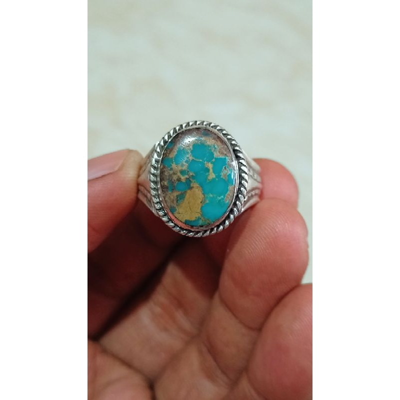 Pirus Persia lawasan Ring Perak handmade mewah