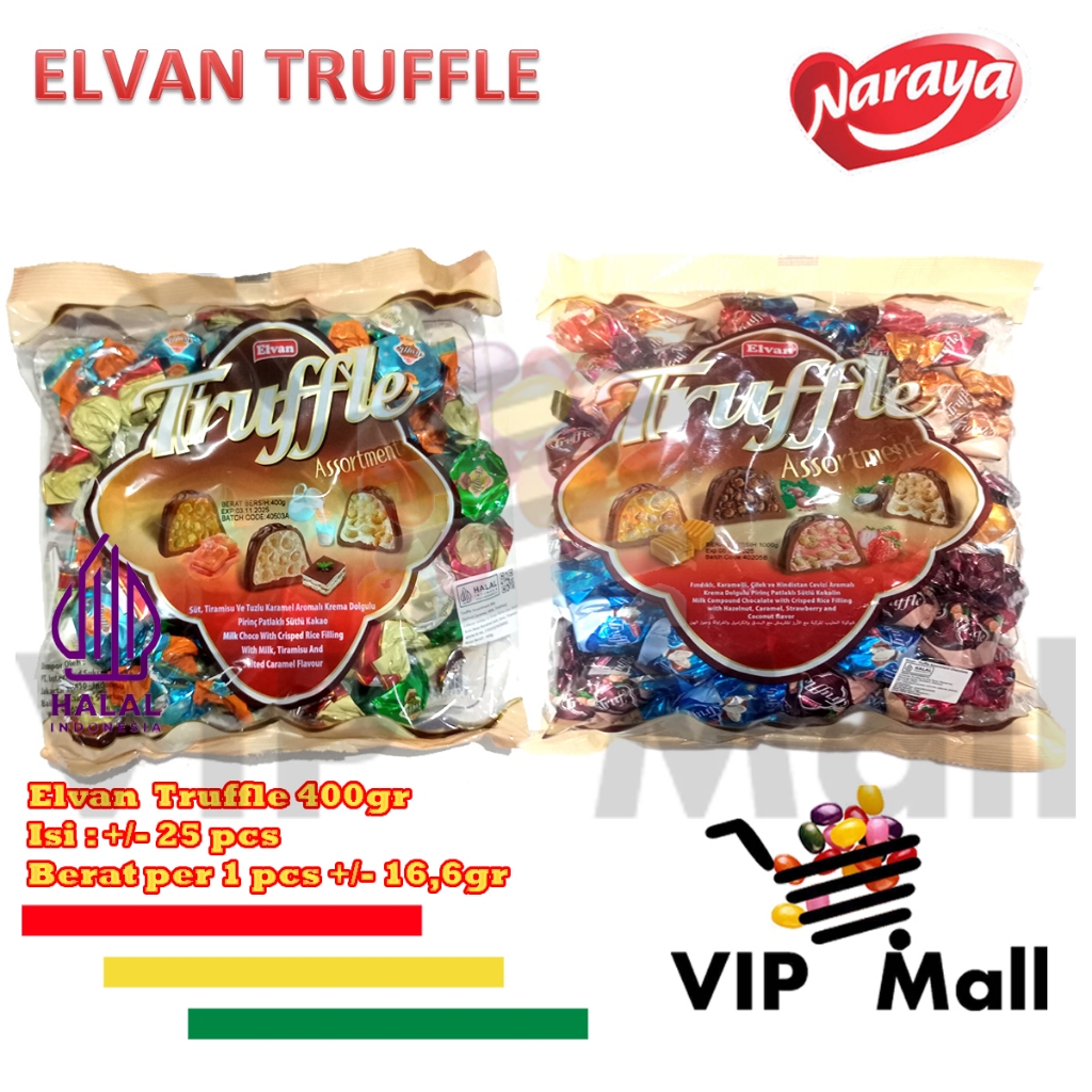 

Elvan Truffle 400Gr Chocolate (Coklat Arab Turki Turkey).