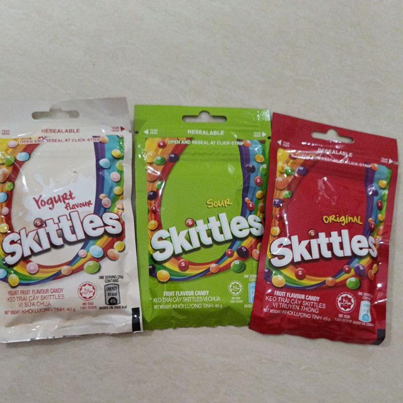 

Permen Skittles made in Malaysia Import original, sour, yougurt flavour